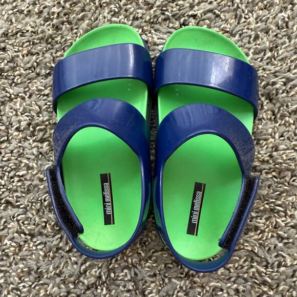 Mini Melissa Cosmoc Sandal Slipper Girls Kids Size 9 Navy Green Adjustable - Picture 4 of 8